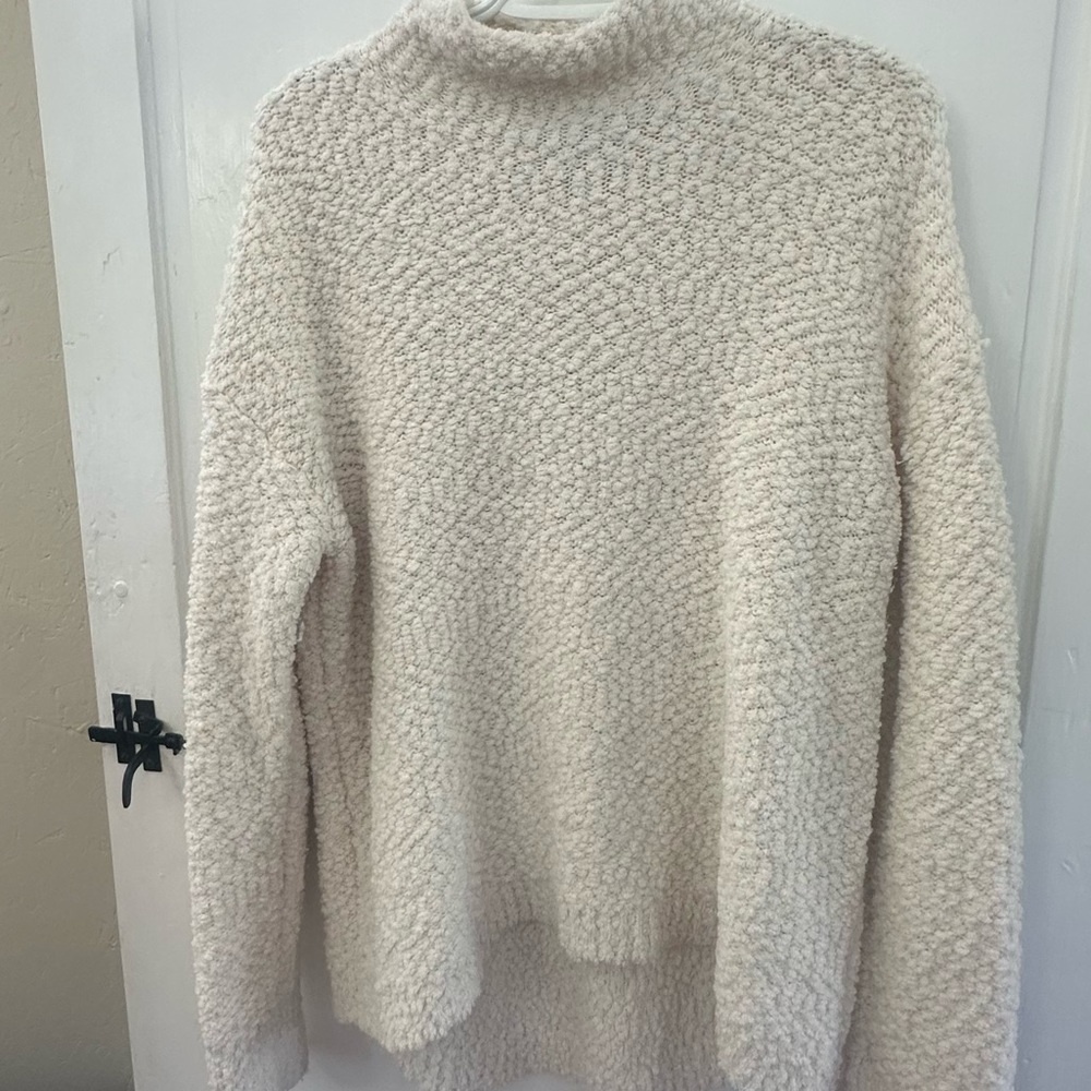 Stitches Cream Cowl Turtleneck Sweater Plush Knit